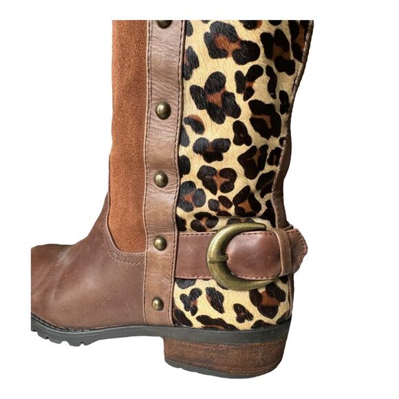 Steve Madden Denmar Studded Leather leopard print Brown Boots size 7 - Picture 3 of 14